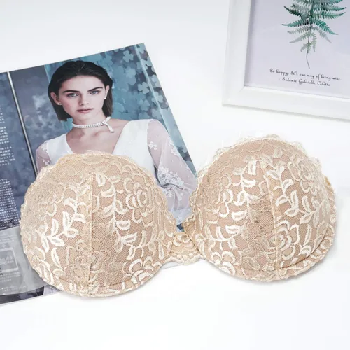 Vista 4 de JOATEAY Sujetador sin tirantes para mujer, autoadhesivo, reutilizable, adhesivo, con realce de empuje, invisible, antideslizante