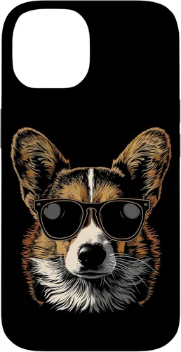 Vista 4 de iPhone 16 Corgi con gafas de sol divertido perro mamá papá Corgi caso