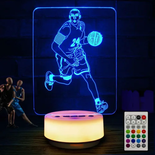 Vista 8 de Luz nocturna de baloncesto para niños, regalo para amantes del baloncesto con control remoto y táctil inteligente, 16 colores cambiantes, lámpara
