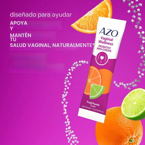 Vista 7 de AZO Mini-masticables probióticos vaginales para mujeres, sabor a ponche