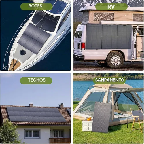 Vista 6 de ALLPOWERS SF100 100W Panel solar flexible ultra fino 0.118 in flexible cargador solar monocristalino con 25% de eficiencia IP68 impermeable para RV