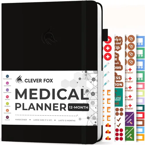 Vista 9 de Clever Fox Agenda médica grande de 12 meses – Cuaderno médico, diario de salud, diario de bienestar para rastrear la salud – 12 meses, 7 x 10.5