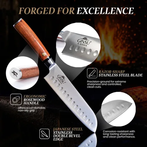 Vista 3 de CUCHILLO SANTOKU DE 7" COLECCIÓN TRADICIONES CUCHILLOS JAPONESES EL MEJOR CUCHILLO PARA TU COCINA