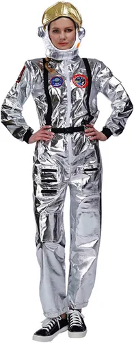 Vista 6 de DSplay Disfraz de astronauta espacial para adultos con parches bordados y bolsillos