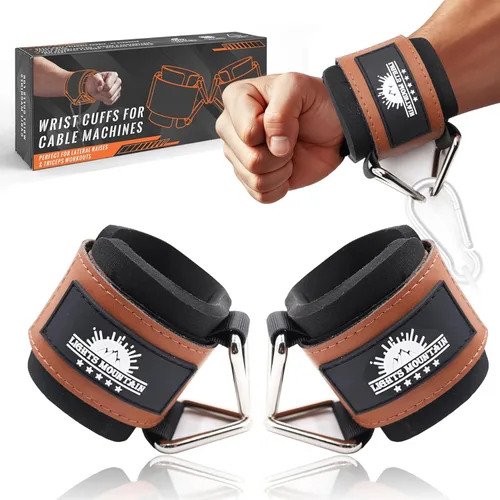 Vista 12 de Puños ajustables para muñeca de neopreno con correas acolchadas para equipos de entrenamiento de fuerza con máquinas de cable