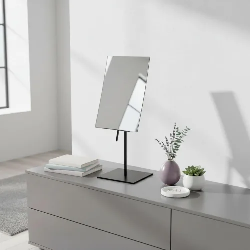 Vista 8 de JERDON Espejo rectangular de maquillaje de mesa, aumento 3X con acabado negro, espejo de tocador de 5 x 8 pulgadas, ajuste de pivote, modelo JP358BK