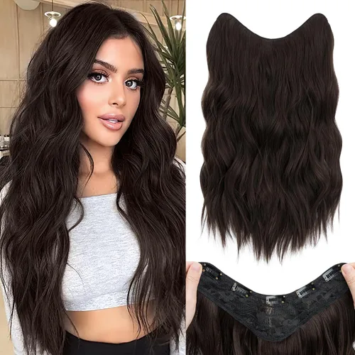Vista 13 de S-noilite Extensiones de cabello de una pieza con clip, color rubio balayage de 18 pulgadas, en forma de U, extensiones de cabello de trama de una