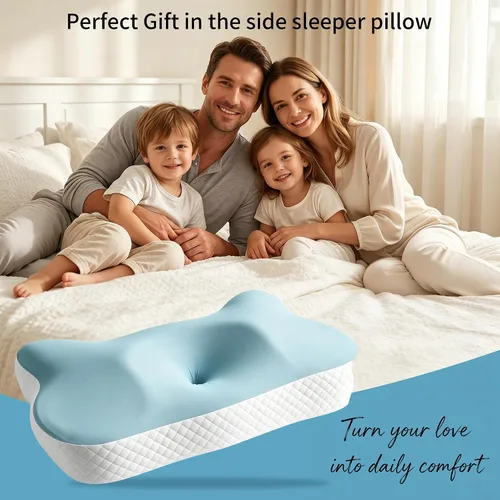 Vista 7 de Almohada cervical para el cuello para aliviar el dolor, almohadas ortopédicas de contorno de espuma viscoelástica refrescante para dormir de espalda