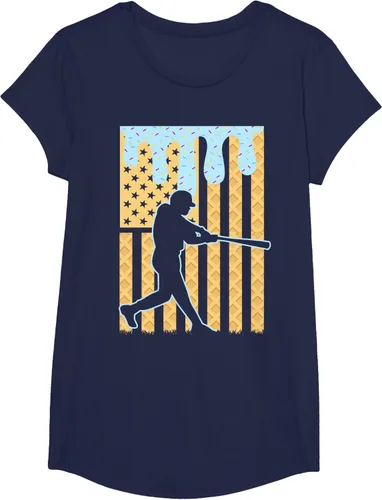 Vista 71 de Camiseta de béisbol Drip Boys Dripping Ice Cream Baseball American Flag, Negro -, Pequeña