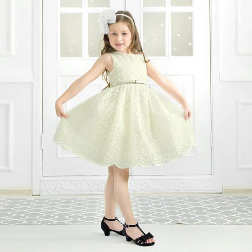 Vista 3 de PANDANINJIA Lilly Zapatos de vestir para niñas con tacón y correa en T, puntera abierta, lazo para niños pequeños y grandes, zapatos para niñas
