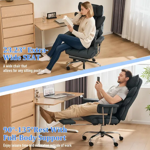 Vista 6 de DYHOME Silla de oficina de masaje reclinable, 500 libras, masaje de Negro