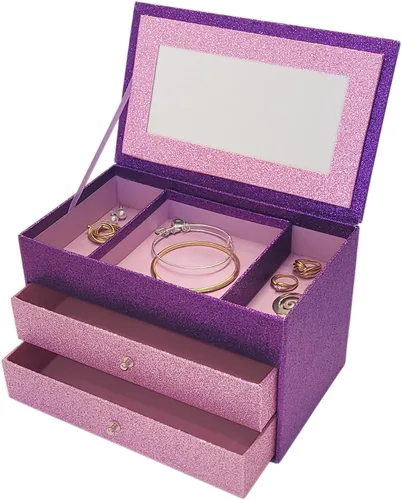 Vista 5 de Sparkle Glamour Joyero Organizador (morado con cajones rosados)