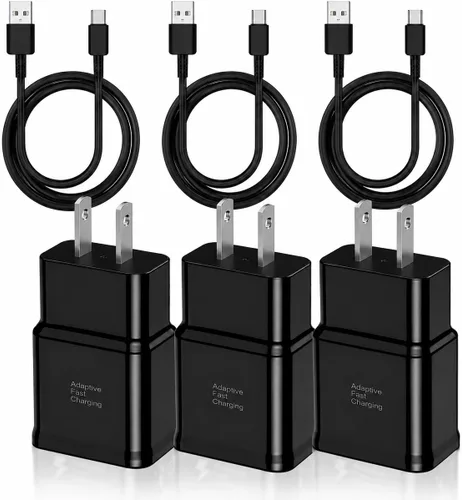 Vista 7 de Cargador tipo C de carga rápida, paquete de 2 bloques de carga USB C Android para teléfono y cable de carga de 3 pies, para Samsung Galaxy S8/S9/S10
