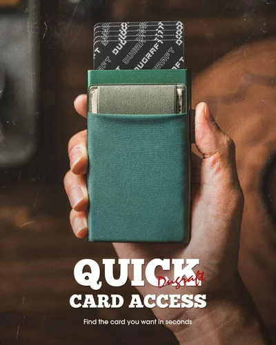 Vista 2 de DUGRAFT Tarjetero para tarjetas de crédito con bolsillo para dinero, minimalista, delgado, de aluminio, de metal, para hombres, con bloqueo RFID