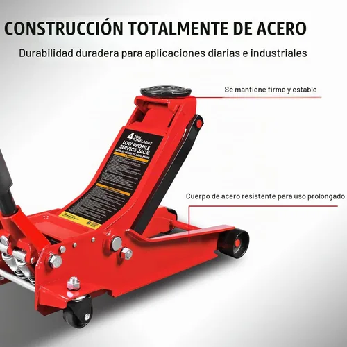 Vista 7 de BIG RED AT84007R Torin - Gato hidráulico de bajo perfil de servicio/piso con bomba de elevación rápida de doble pistón, capacidad de 4 toneladas