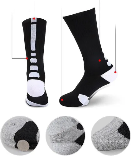 Vista 4 de Fraobbg 4 pares de calcetines atléticos para hombre, gruesos, protectores, amortiguadores deportivos, de élite, baloncesto, fútbol, compresión, 7-12