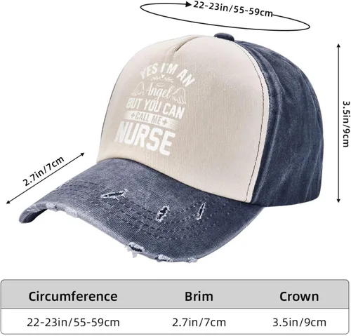 Vista 6 de Yes I M an Angel But You Can Call Me Nurse Nurse Baseball Cap for Men Women Hats Adjustable Vintage Washed Cotton Dad Hat
