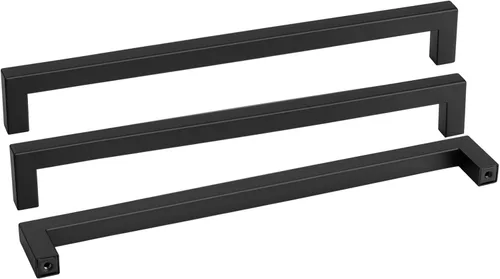 Vista 19 de Goldenwarm 1 paquete de manija cuadrada negra para cajones de gabinete de barra, de acero inoxidable, herrajes modernos para gabinetes de cocina