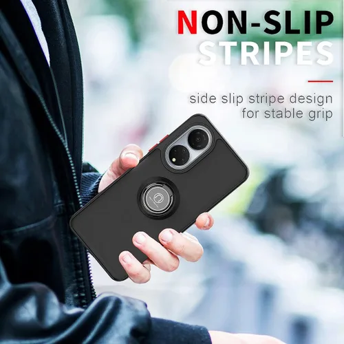Vista 8 de QUIETIP Funda compatible con Honor X7, TPU + policarbonato duro, anillo magnético a prueba de golpes, cubierta de parachoques con 2 protectores