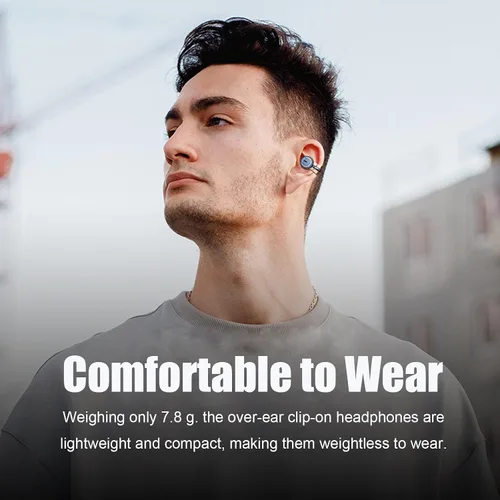 Vista 4 de Auriculares de oído abierto, auriculares inalámbricos Bluetooth con clip para la oreja, auriculares bluetooth ligeros para correr con micrófono IPX5