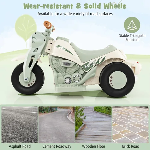 Vista 8 de Costzon Motocicleta Infantil, Motocicleta Eléctrica de 6V con Pilas, con Fabricante de Burbujas, Música, Faro LED, Hacia Adelante y Hacia Atrás