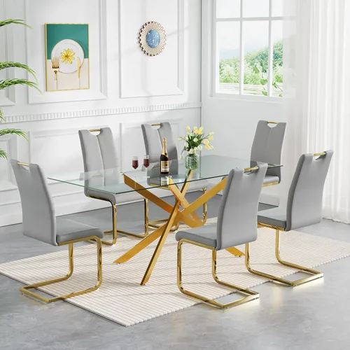 Vista 75 de HomVent Juego de mesa de comedor redonda de vidrio de 3 piezas, juego de mesa de cocina de vidrio redondo para 2 personas con 2 sillas de comedor