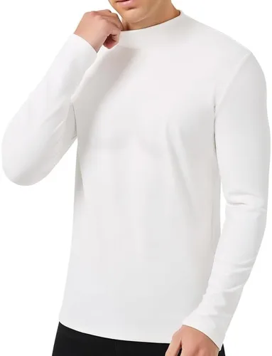 Vista 3 de SIMIYA Camisas de manga larga con cuello alto falso para hombre, suéter térmico ajustado y ajustado