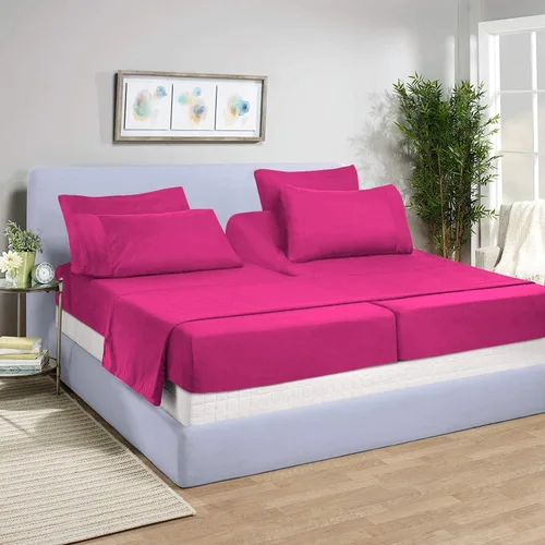 Vista 14 de Juego de sábanas divididas de 5 piezas de 800 hilos para cama ajustable (2 piezas, 1 sábana plana y 2 fundas de almohada) 100% algodón egipcio