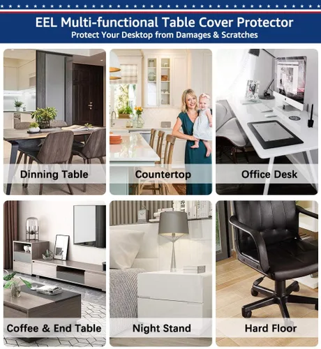 Vista 6 de Easy Easy Life Alfombrilla Transparente para Escritorio 14''x24'' Protector de Escritorio Transparente de PVC Alfombrilla de Vinilo Plástico