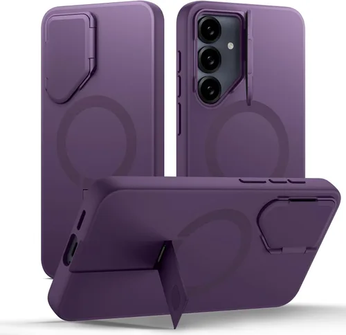 Vista 25 de SURITCH Funda para teléfono Samsung Galaxy S26 Plus, cubierta protectora magnética con cubierta de cámara y soporte de metal ajustable para Galaxy