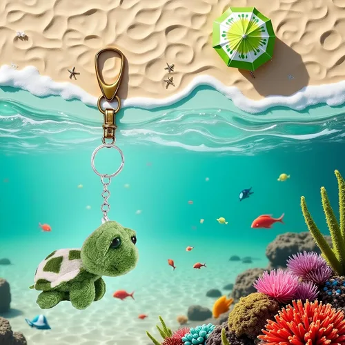 Vista 7 de Mini llavero de tortuga marina verde, criaturas marinas tortuga regalo, bolso de dibujos animados colgante auto animal llavero decoración llavero