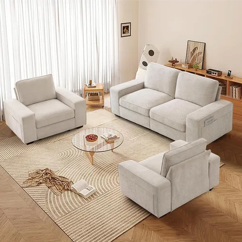 Vista 6 de TEKAMON - Sofá modular de 73" con almacenamiento en el asiento, sofá biplaza moderno de tela de chenilla para sala de estar, oficina, apartamento