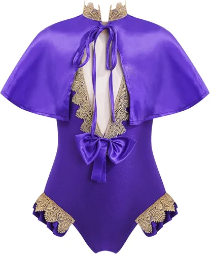 Vista 4 de JEATHA Disfraz de espectáculo de trapecio de circo para niñas y niñas capa superior con leotardo para Halloween fiesta de cosplay