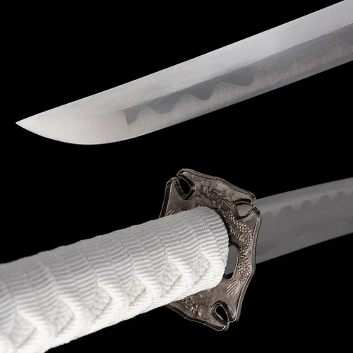 Vista 4 de 3-Piece Set Katana Carbon Steel Blade Japanese Samurai Sword Real,Iaido Samurai Sword Display Decoration Gift Blanco