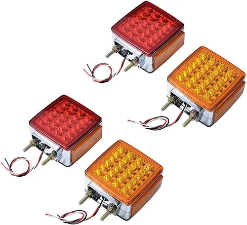 Vista 17 de Astra Depot 2 luces cuadradas de 51 LED para guardabarros de remolque, luces direccionales, doble cara, pedestal, luz de esquina, reflector, doble