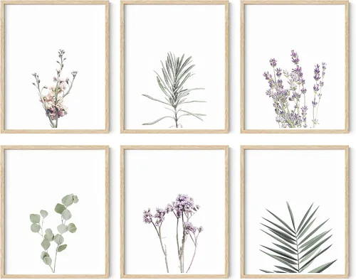Vista 47 de HAUS AND HUES Pósteres florales y de plantas, juego de 6 impresiones botánicas, arte de pared de flores y plantas, decoración botánica