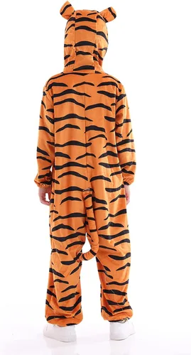 Vista 5 de Disfraz unisex de animales para niños, pijama de animales con capucha de felpa, para Halloween, carnaval, animal, para niños y niñas