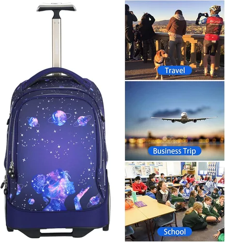 Vista 5 de Bolsa de computadora portátil con ruedas para portátil de 14 pulgadas, bolsa con ruedas, mochila con ruedas, bolsa de computadora con ruedas de 20