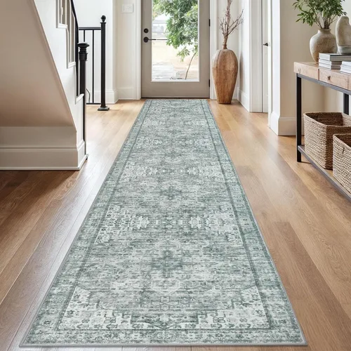 Vista 101 de SIILOOM Alfombra lavable de 2 x 3 pies, alfombra suave color taupe ceniza para entrada, tapete antideslizante para puerta de interior, tapete
