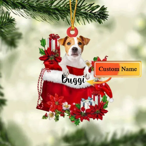Vista 143 de Perro Akita Inu personalizado en bolsa de regalo, adorno de Navidad, nombre personalizado, regalo para amantes de los perros, familia, Navidad
