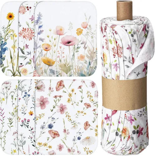 Vista 11 de Paquete de 6 paños de cocina reutilizables, toallas de algodón, flores silvestres