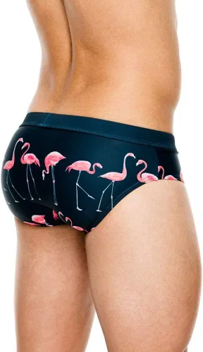 Vista 4 de Lukitty Traje de baño de tanga con estampado de flamenco para hombre