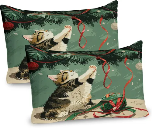 Vista 6 de Lunarable Juego de 2 fundas para almohada de otoño, tema vintage otoñal con estilo granja, ilustración de flores silvestres, artículo de cama