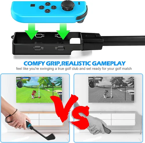 Vista 3 de INFURIDER Club de golf compatible con Nintendo Switch Mario Golf Super Rush, mango Joy-Con agarre de control para Switch Golf Gaming con correa