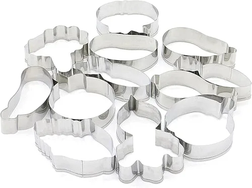Vista 3 de Cortadores de galletas en forma de vegetales, de 12 piezas, de acero inoxidable, juego de cortadores de fondant para verduras, pastelería, galletas