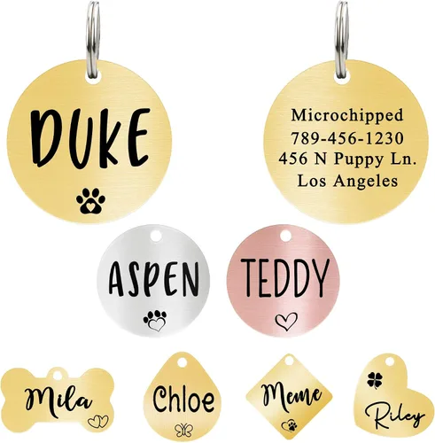 Vista 7 de Ultra Joys Etiqueta de identificación personalizada para perros y gatos