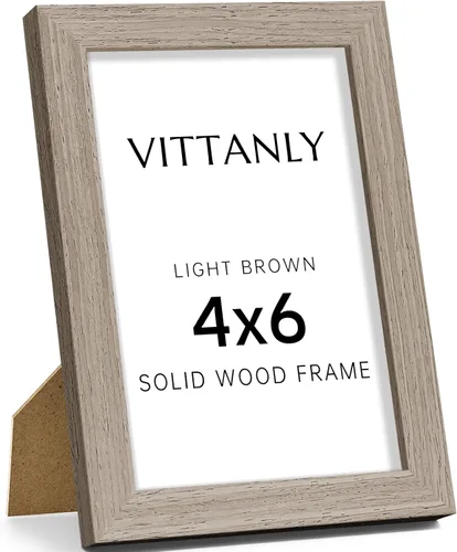 Vista 152 de Vittanly - Marco de fotos de 4 x 6 pulgadas de madera maciza con plexiglás, incluye paspartú de 3,5 x 5, para colgar en la pared o poner sobre una