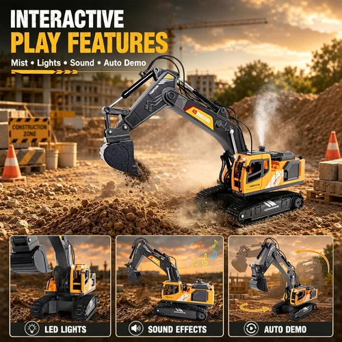 Vista 6 de Juguete de excavadora de control remoto para niños
