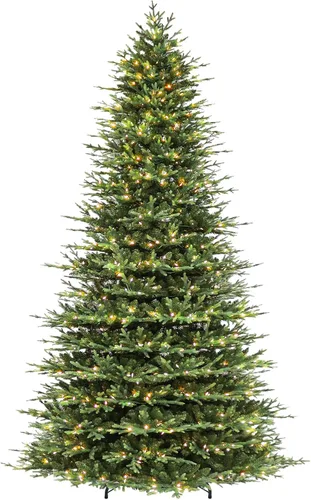 Vista 13 de Hykolity Árbol de Navidad flocado preiluminado de 7.5 pies, 450 luces LED 1592 puntas flocadas mixtas, 450 LED blanco cálido y multicolor, 10 modos