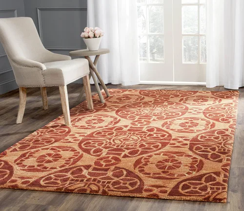 Vista 17 de SAFAVIEH Wyndham Collection - Alfombra decorativa de 2 x 3 pies, beige y azul, hecha a mano, lana moderna, ideal para zonas de alto tráfico